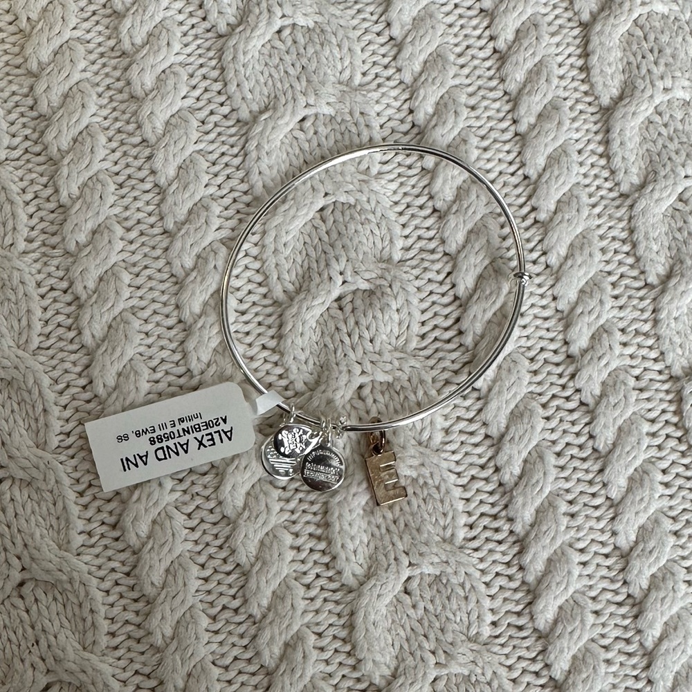 Alex and Ani Initial Bracelet with gold E